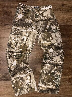 Camouflage denim cargo pants